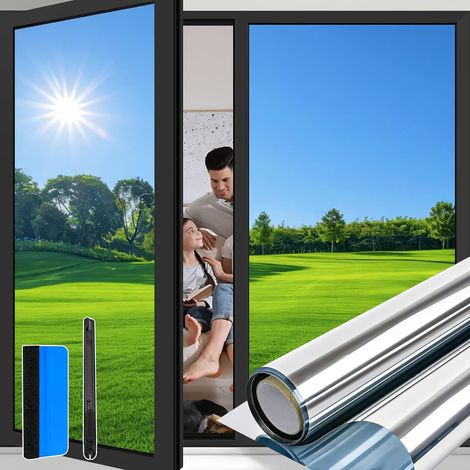 Film Miroir pour Fenetre 59.5x400cm Film Anti Chaleur Protection Solaire et Intimité Anti UV pour Fenêtre Maison/Bureau (1/5)