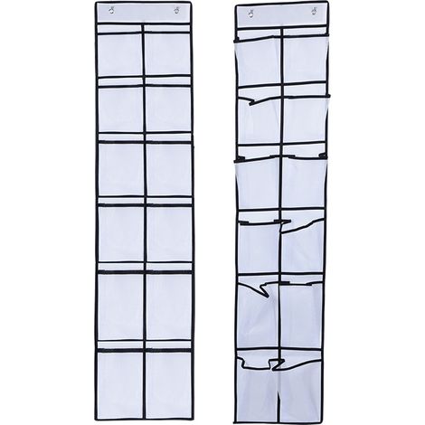 Organiseur à chaussures à suspendre sur porte étroite Porte de l'Armoire, Blanc, Lot de 2 (1/5)