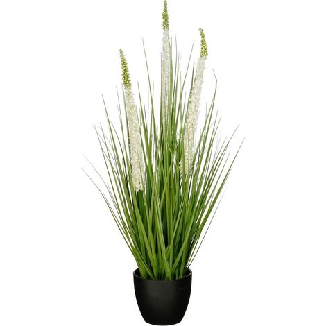 Graminée artificielle Eremurus avec pot pour décoration intérieure vert et blanc 80 cm - PANGIVO (1/5)