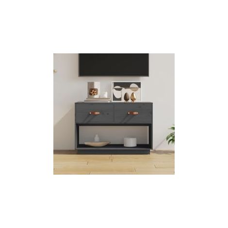 Meuble TV Gris 90x40x60 Bois de pin massif (1/5)