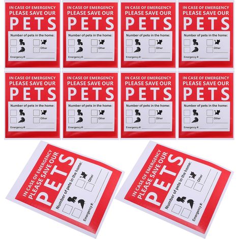 TOYANDONA Autocollants de Sécurité Incendie pour Animaux Domestiques Lot de 10 Pièces Autocollants D’Alerte D’Urgence pour Porte et Fenêtre Accessoire de Localisation pour Secours en