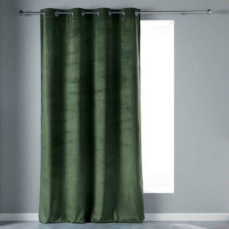 Rideau a oeillets 140 x 280 cm velours uni velvetine Kaki