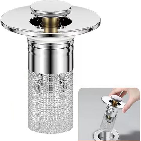 Filtre de vidange universel en acier inoxydable pour évier de cuisine, salle de bain, lavabo et baignoires avec design anti-obstruction pour trous de vidange d'évier de 34 à 40 mm (1/5)