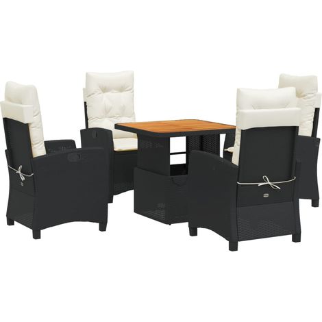 Set de muebles jardín 5 pzas con cojines ratán sintético negro vidaXL (1/5)