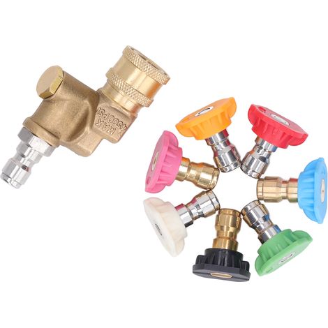 Jeu de 7 buses haute pression, raccord rapide 1/4", débit 2.5GPM, pression 4500PSI, pour nettoyeur à eau (1/5)