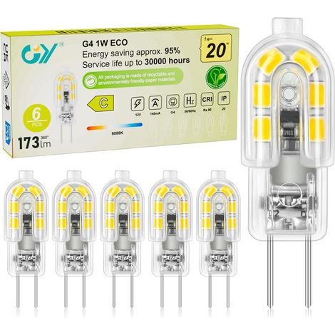 6 G4 LED-Lampen – Kaltweißes Licht – Energiesparend und flimmerfrei für Küche und Möbel – Weiß (6000 K) – 1 W (1/5)