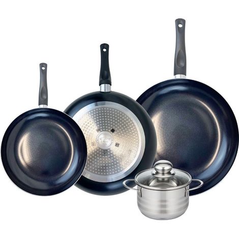 Ensemble de 3 Poêles de cuisson 24, 28 et 32 cm et 1 faitout 14 cm Elo Prima Brillant (1/5)