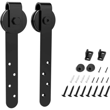 Kit de Mini-Porte coulissante de Grange Noire, Kits de quincaillerie Robustes for Portes d'armoires, Ensemble de Rails, Installation Facile et silencieuse (1/5)