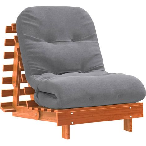 Futon Schlafsofa mit Matratze Braun 70x206x11 Massivholz Kiefer vidaXL