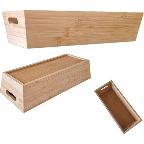 VASSOIO IN BAMBÙ SCATOLA RETTANGOLARE SCATOLA ORGANIZZATRICE IN LEGNO 33x14x7,5 cm (1/5)
