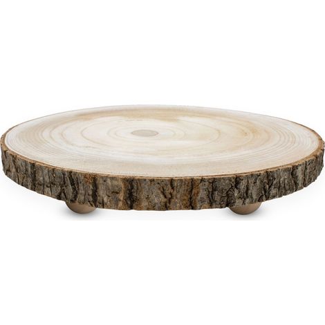 Blumenhocker aus Baumscheibe mit Rinde - Ø 25 cm - Holz Deko Pflanzenteller rund natur auf 3 Füßen