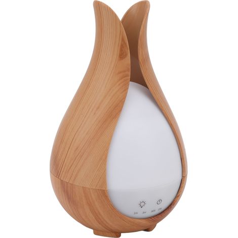 Humidificateur d'air imitation bois 200 ml avec veilleuse LED colorée, diffuseur d'huiles essentielles et télécommande. Prise UE 100-240 V.