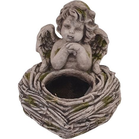 Dekofigur Engel zum Bepflanzen 31,5 x 27 x 31 cm grau Skulptur