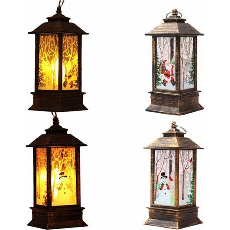 Décorations de Noël, lot de 2 guirlandes lumineuses Père Noël et bonhomme de neige pour décorations de fête de Noël (1/4)