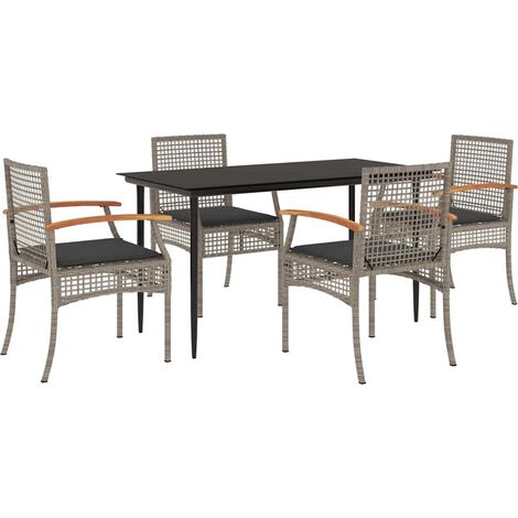 Maison Exclusive - Set comedor de jardín 5 piezas con cojines rat (1/5)