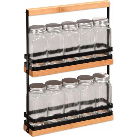 Kesper Organizador natural para 10 frascos de bambú