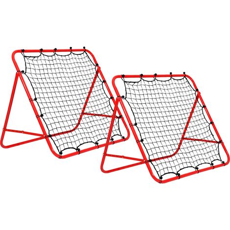 Wolketon 2er Set Fußball-Rückprallnetz mit Stahlrohrrahmen, verstellbarer Neigungswinkel, PE-Netz, Rebounder für Pass-, Schuss- und Reaktionstraining, Rot, 103 x 100 x 72 cm