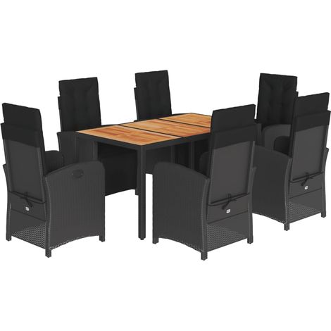 Maison Exclusive - Set da Pranzo da Giardino 7 pz Nero con Cuscini in Polyrattan