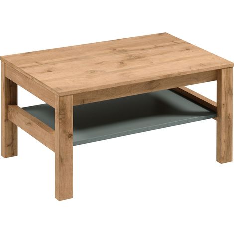 AX LIVING Wohnzimmer Tisch Iseonia ST – 90 cm breit, Eiche Wotan/Green