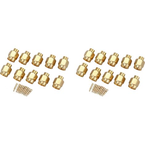 Lot de 20 SMA Male fiche Solder RF Coax connecteur pour Semi-Rigid RG402 0.141 pouce câble doré (1/5)