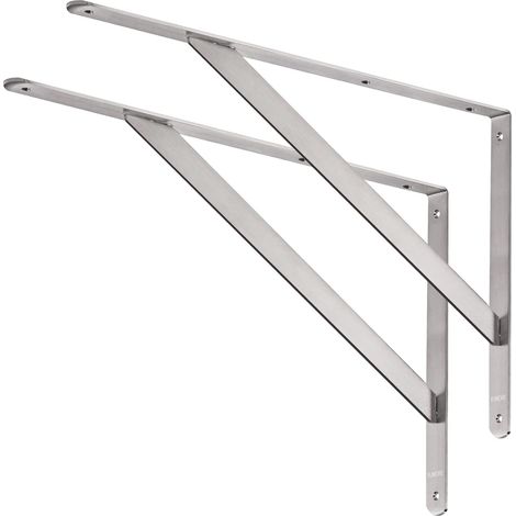 Équerres Étagères Murale Acier Inox Support d'étagère 50 x 34 cm Equerre Etagere Charge Max 250KG Support Flottante pour Tablettes Etagères Équerres de Fixation, avec Vis