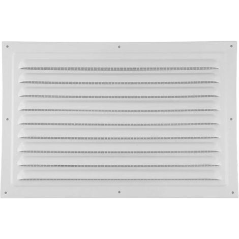 Grille de ventilation blanche 300 x 200 mm- adaptée aux plafonds et murs latéraux intérieurs et extérieurs- avec moustiquaire- adaptée aux systèmes CVC. (1/5)