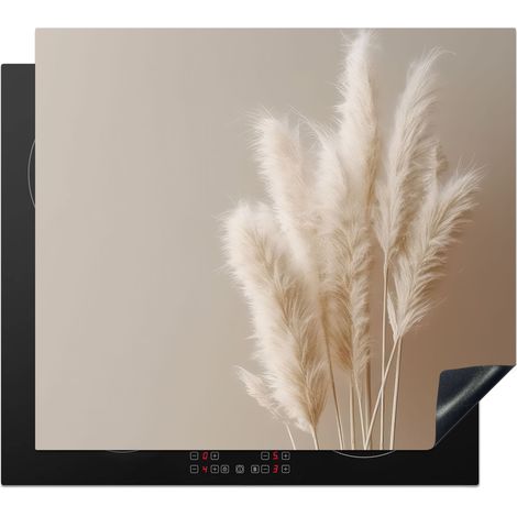 PROTECTION PLAQUE INDUCTION Herbe de la pampa - Plumes - Pastel - Blanc Tapis Pour Induction 57.6x51.6 cm (1/5)