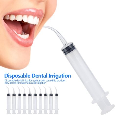Lot de 10 seringues d'irrigation dentaire jetables à embout courbé, 12 ml, pour loisirs créatifs. (1/5)