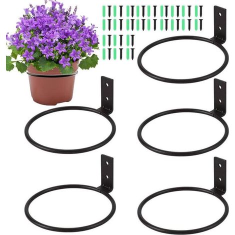 Allecto Plus - 6-teiliges Set Wandblumentopfhalter für Garten und Balkon - faltbare Wandblumentopfhalter in Schwarz (10 cm)