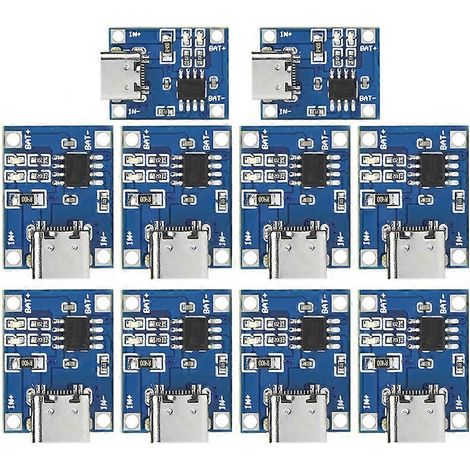 Module de chargeur de batterie lithium TP4056 5V 1A 18650, carte de charge Type-C avec protection, circuit imprimé d'alimentation double fonction (10 pièces) (1/5)