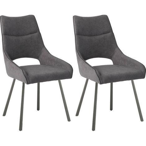 AMADO - Lot de 2 Chaises Tissu Coloris Gris Anthracite (1/4)