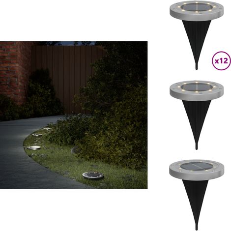 Solar-Bodenleuchten mit Erdspieß 12 Stk. Warmweiß - Solarlaterne - Gartenbeleuchtung - Außenscheinwerfer - LED-Strahler - Solarbetriebene Beleuchtung (1/5)