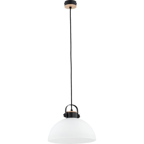 Alfa BOLO 60605 Modern Pendant Ceiling Lamp, Black/White Metal & Glass, 1x E27 (max 60W), Dimmable, Adjustable Drop to 90 cm, 30 cm Shade, Indoor IP20 Light (1/4)