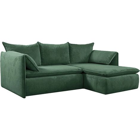 Divano letto in Velluto a coste Verde - Angolo a destra - TEODORA (1/5)