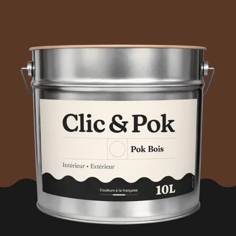 Peinture Bois Extérieur – POK BOIS - 10L - RAL 8011 - Brun noisette- Résistante aux intempéries - Ne s'écaille pas (1/4)