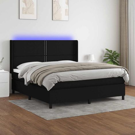 vidaXL Lit à ressort LED avec tête de lit 160 x 200 cm tissu (1/5)