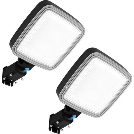 Illuminazione esterna a LED con fotocellula, faretto a LED, 8000 lm, IP66, applique da garage, illuminazione di sicurezza esterna, set di 2 quadrati (1/5)