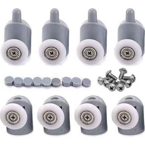 8 pièces Roulettes pour Porte de Douche Galet Porte Coulissante de 23 mm pour Porte Douche Salle de Bain 4 Roulettes Supérieures et 4 Roulettes Inférieures (1/5)
