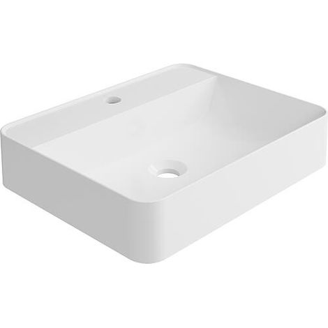 Vasque à poser Serido l x H x P : 500 x 105 x 400 mm fonte minérale blanc mat, sans trop-plein (1/2)