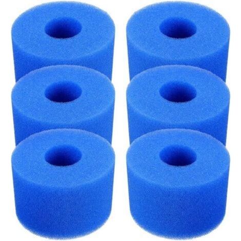 Cartouche de filtre de piscine,Lot de 6 cartouches de filtre de piscine réutilisables et lavables en mousse pour jacuzzi type S1 (bleu) (1/4)