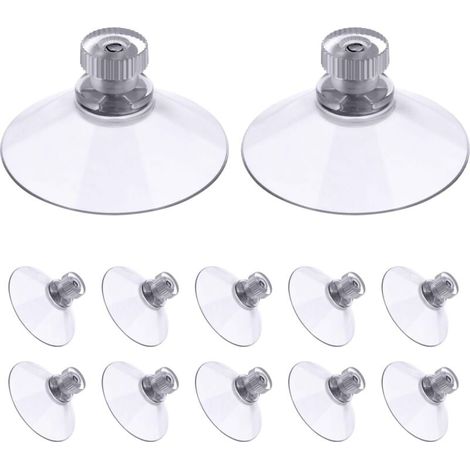 Ventosas de rosca, 12 unidades de 50 mm transparentes con rosca, ventosas de plástico PVC extrafuertes para colgar cortinas, aislantes, para autocaravanas, ventanas, baños y furgonetas. (1/4)