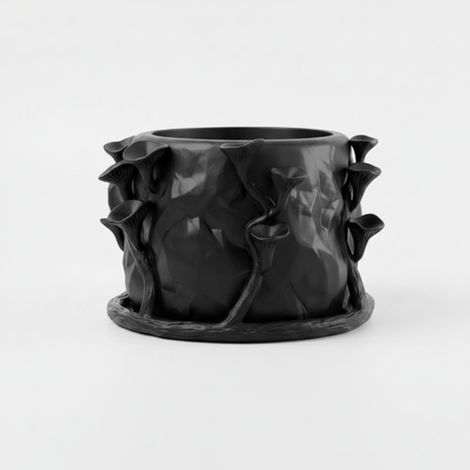 Pot de fleurs moderne noir en forme de champignon pour plantes, de style artistique (1/3)