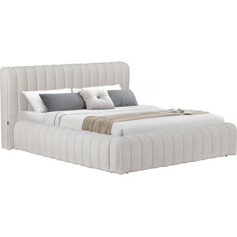 Letto matrimoniale in tessuto "Tignes" con contenitore - 160 x 200 cm - Beige (1/4)