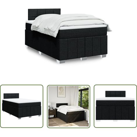 vidaXL Boxspringbett mit Matratze Schwarz 120x200 cm Stoff