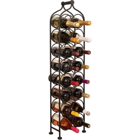 Portabotellas de hierro forjado Portabotellas de vino espumoso 105x25 cm Expositor de vino de pie para 16 botellas Tienda de vin