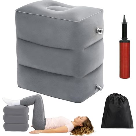 1 Coussin Gonflable, 40x30x40cm, PVC, Avec Pompe, Sac Rangement, Voiture Avion (1/5)