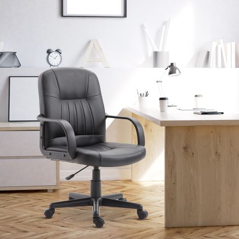 Ergonomischer Drehstuhl, höhenverstellbar, Kunstlederbezug, 60 x 60 x 94–103 cm, Schwarz