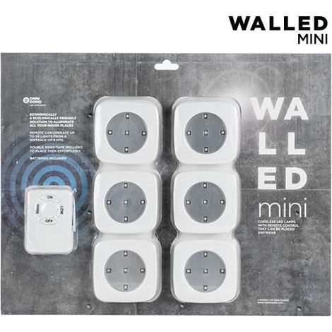 Spots LED muraux mini avec télécommande - Lot de 6 - Blanc - Intérieur (1/3)