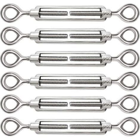 6 Pièces Tendeur De Câble M5 Réglable 304 Tendeur De Câble En Acier Inoxydable Oeil Et Oeil Pour Fil Tens (1/4)
