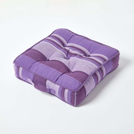 HOMESCAPES Morocco Striped Cotton Floor Cushion Mauve